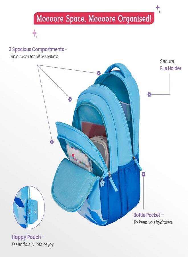 جيني حقيبة ظهر مدرسية جيني أليس للبنات | 19 بوصة - 36 لترًا بثلاثة أقسام وجيوب جانبية وخفيفة الوزن مع أكتاف مبطنة | مثالية للكتب والقرطاسية وعلبة الغداء والأغراض الأساسية - أزرق - Image 3